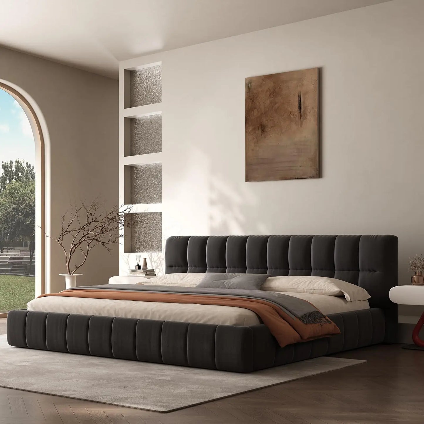 QWC Modern Cloud Platform Bed With Headboard And Footboard