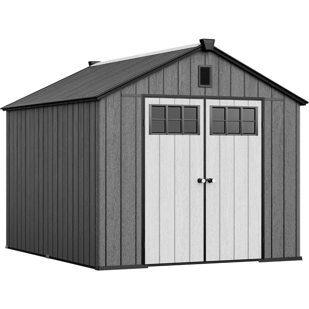 Outdoor Resin Storage Shed With Lockable Doors Windows And Vents