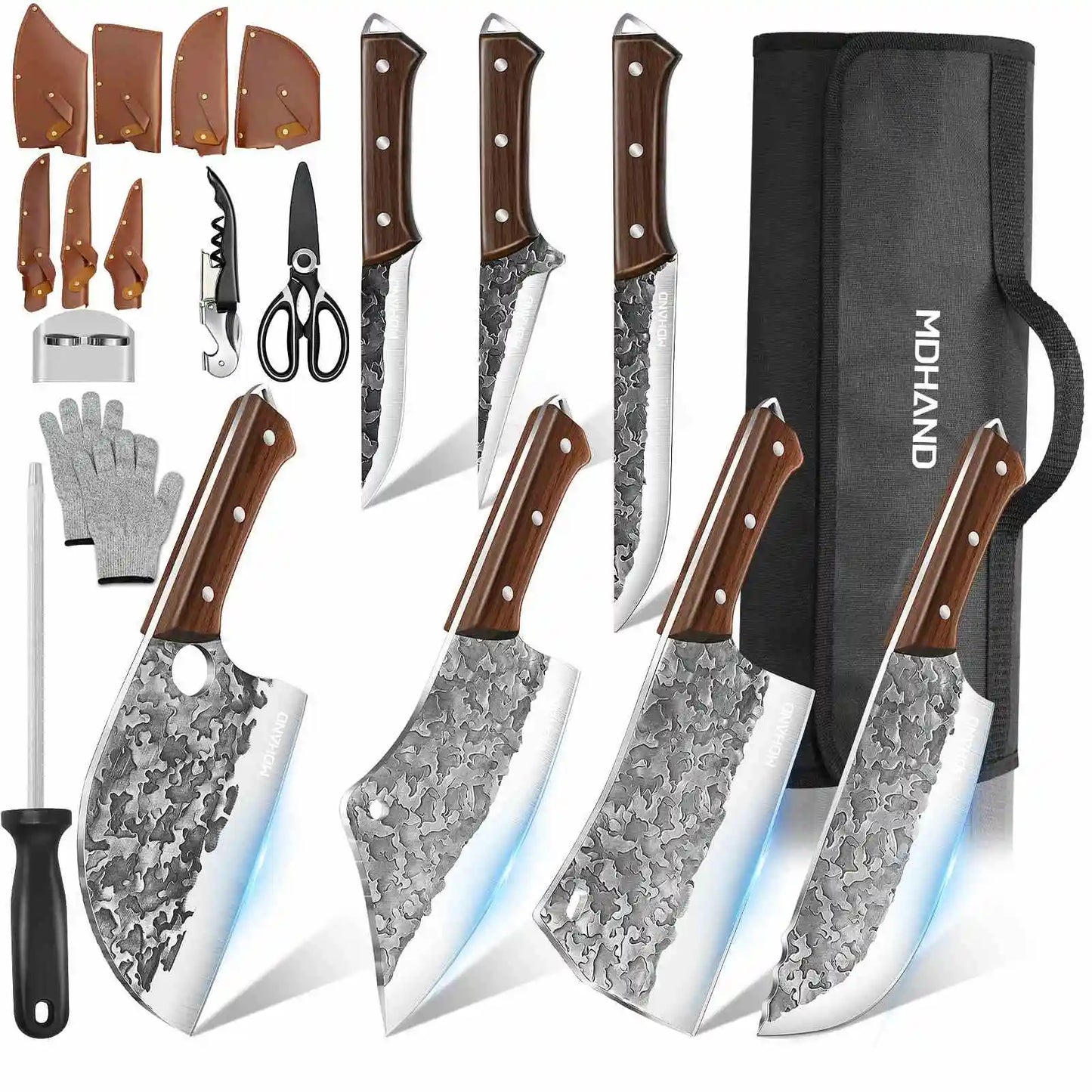 KEPEAK 14 Piece Knife Set With Roll Bag Stainless Steel