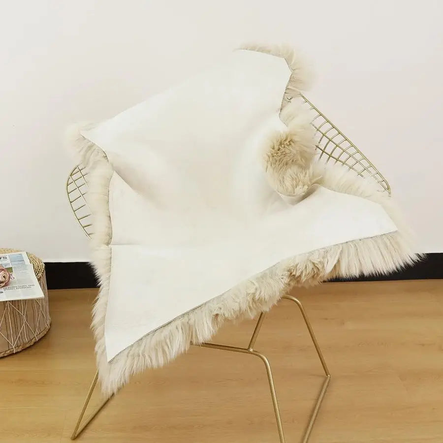 Genuine Sheepskin Wool Area Rug Lambskin Throw for Living Room