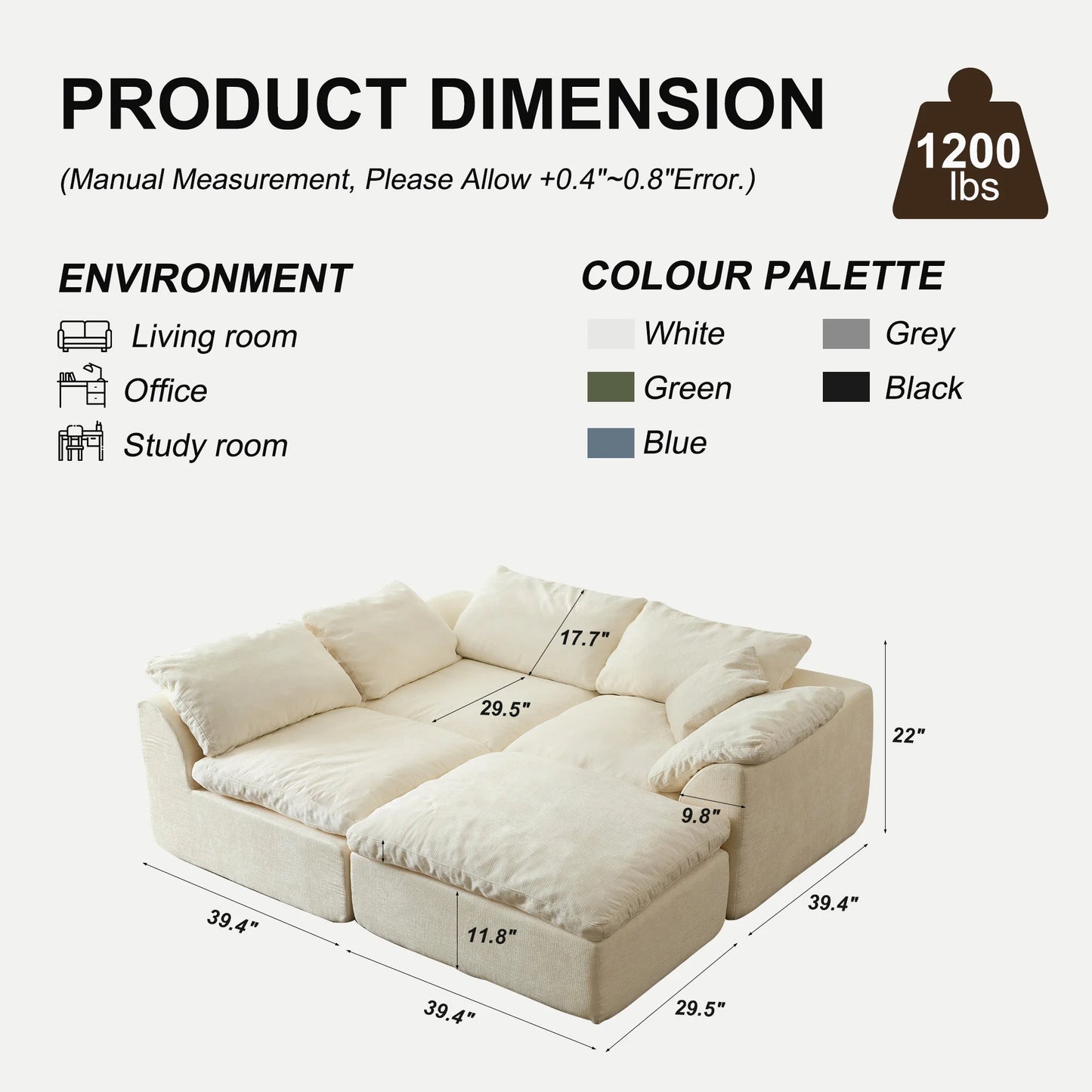 Yeflixvrau Modern Modular Sectional Sofa Cloud Couch With Removable Cushions