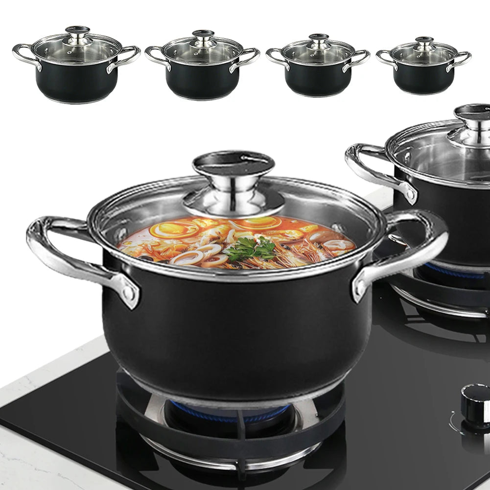 Shunmaii 8 Piece Stainless Steel Cookware Set With Glass Lids