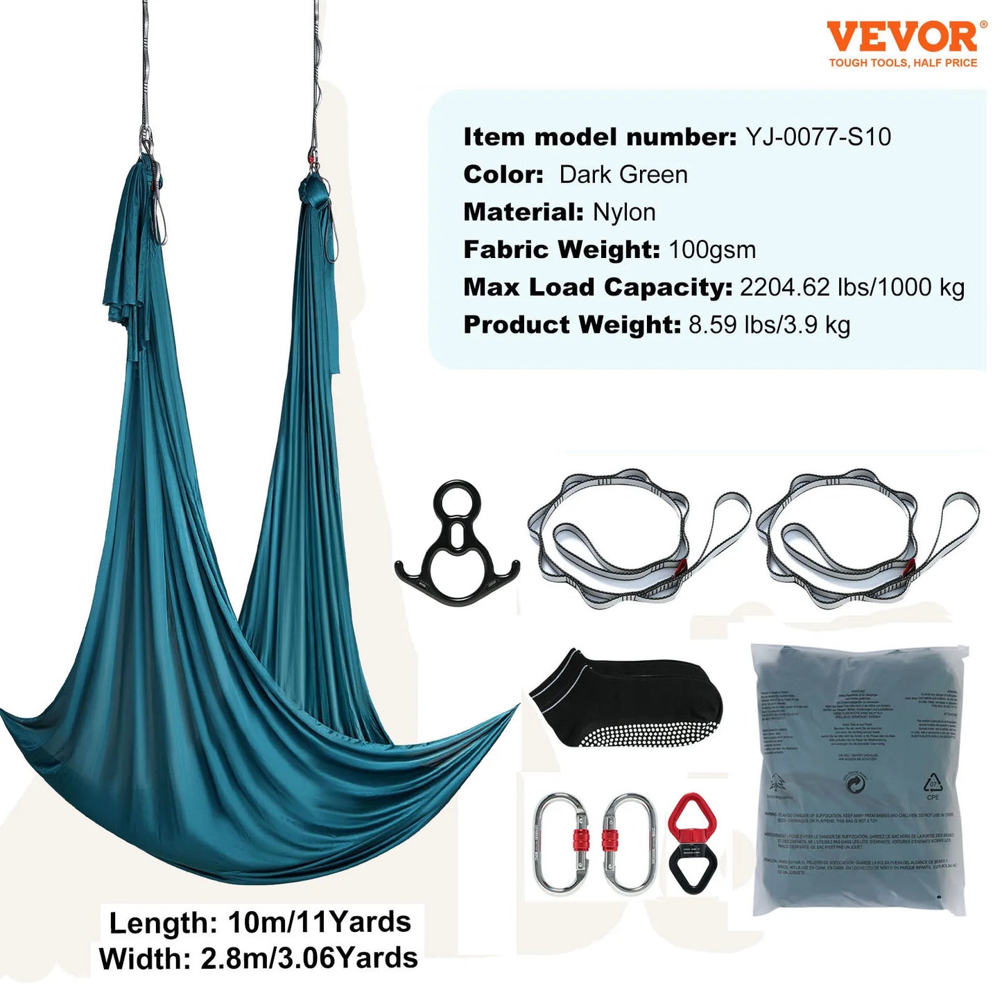 VEVOR Aerial Yoga Hammock Silk Fabric Starter Kit All Levels