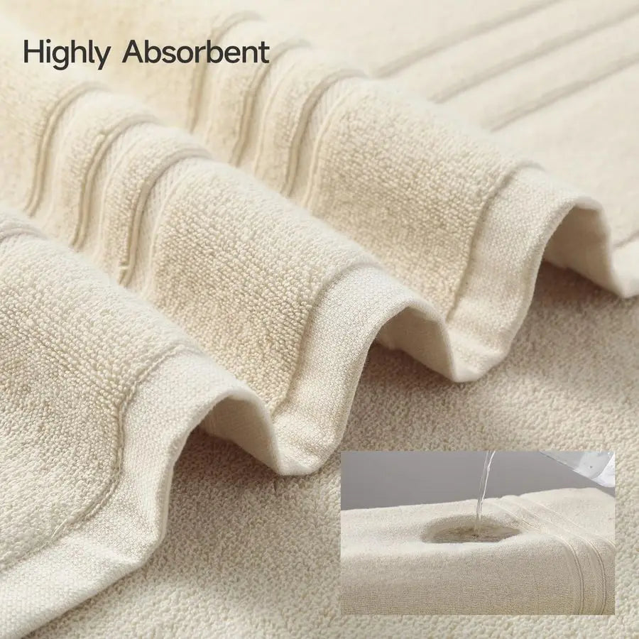 6 Piece Luxury Bath Towel Set 100 Cotton Towels for Bathroom, 600 GSM Premium Beige Towels of 6, Includes 2 Large Bath Sheets, 2