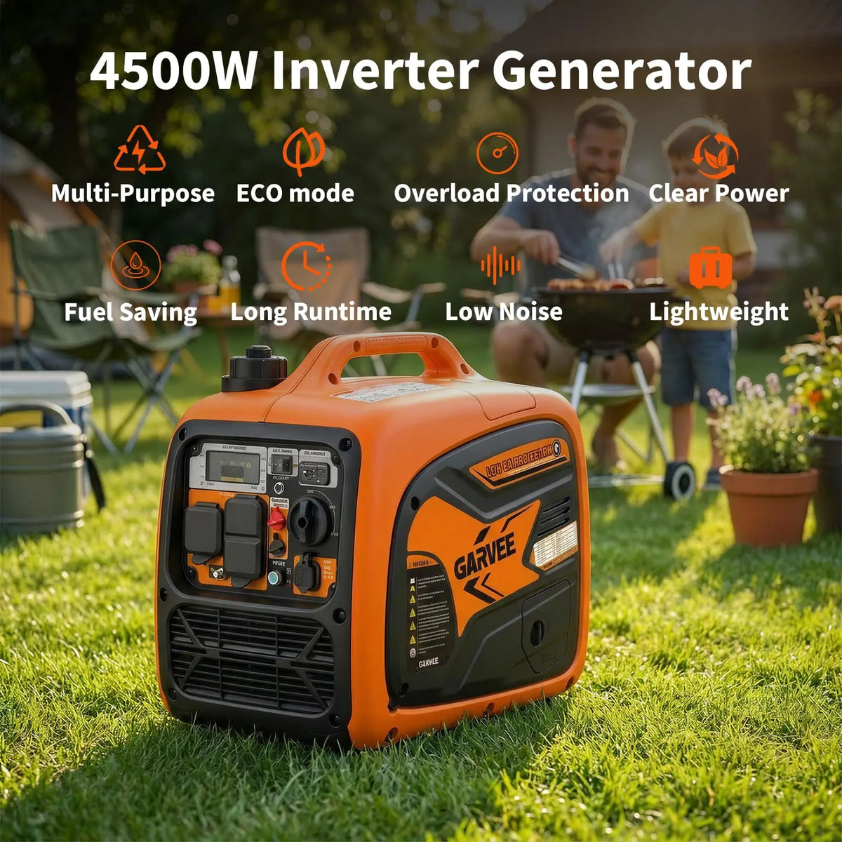 HiMISS Portable 4500W Quiet Gas Powered Inverter Generator