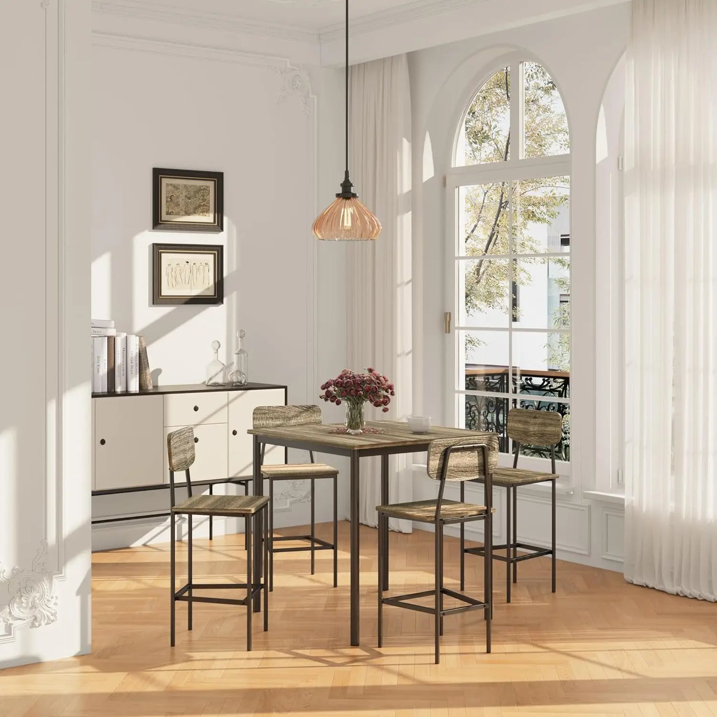 Five Piece Dining Table And Chairs Set Space Saving Dinette