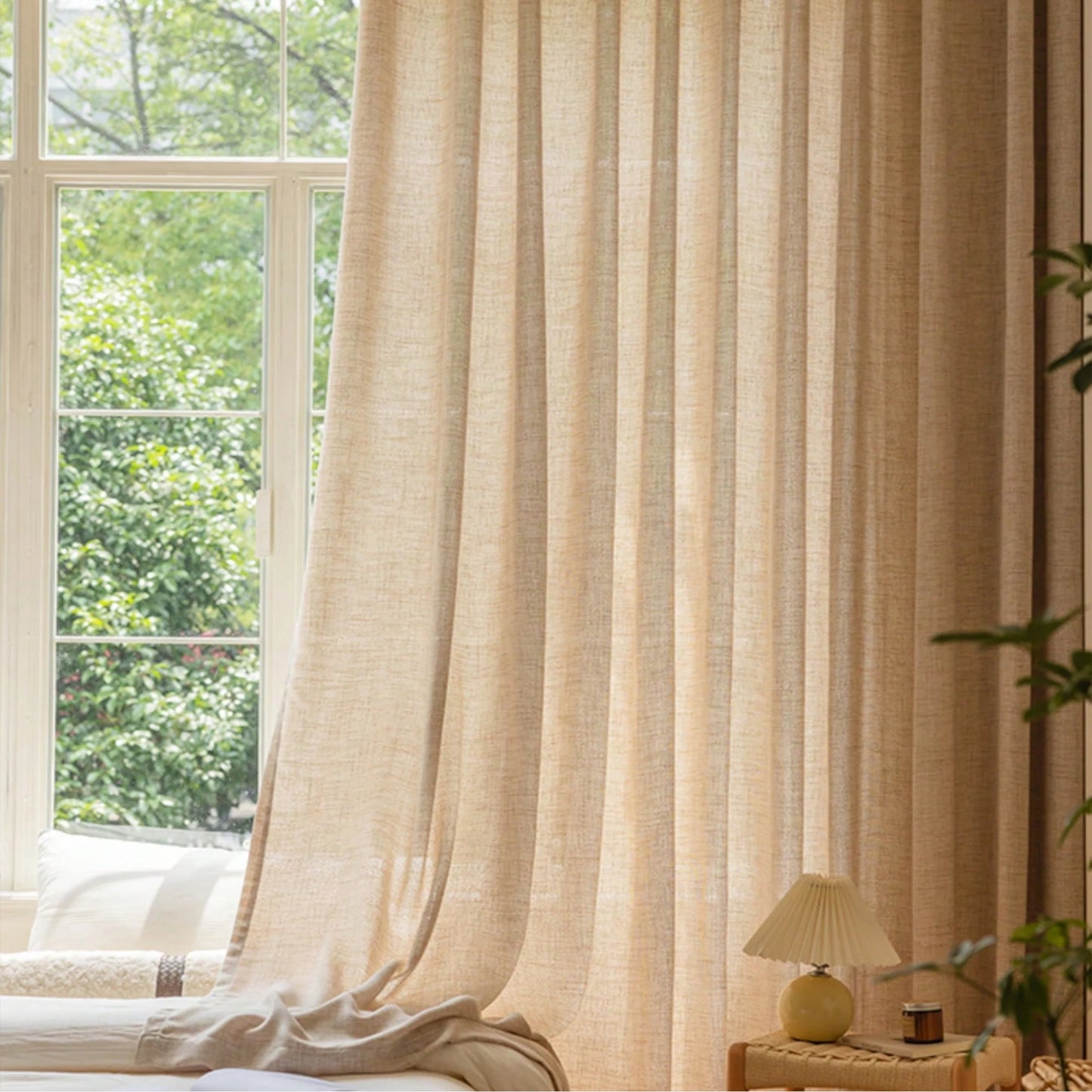 1 Piece Modern Light - Luxury Linen Windproof, Breathable and Blackout Curtain,for Living Room，Bedroom,Heat Insulating