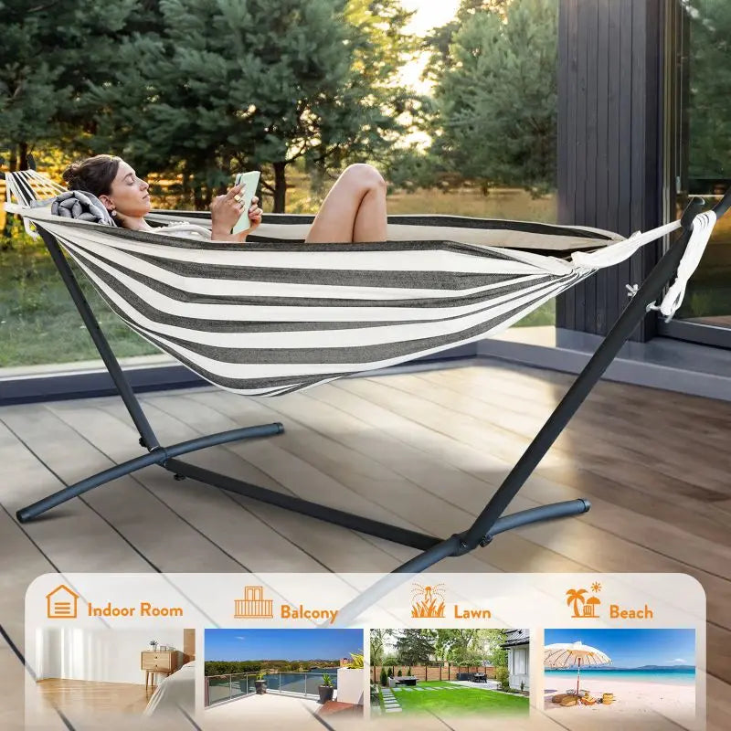 Gyroor Hammock With Adjustable Stand Outdoor Furniture Storage Bag