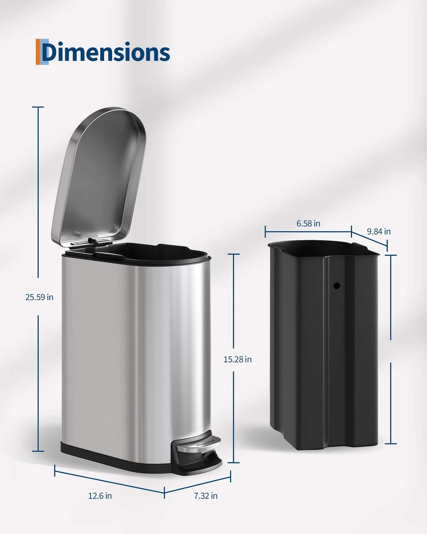 TWISTER Step On Stainless Steel Kitchen Trash Can With Removable Inner Buckets