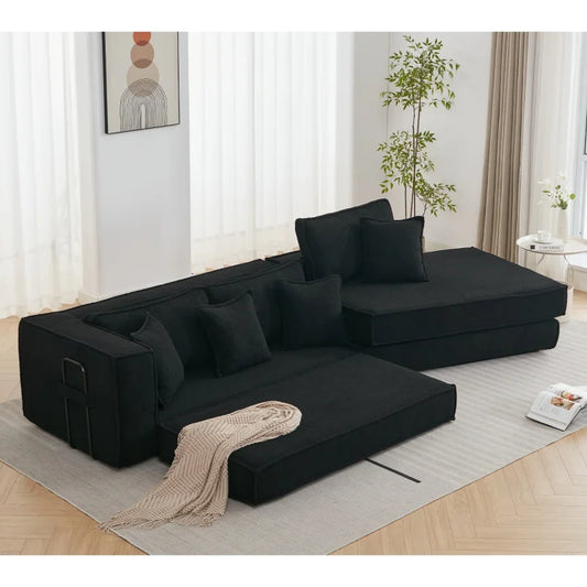 Combination Convertible Sofa Bed 3 Seater With Lamb Wool Fabric