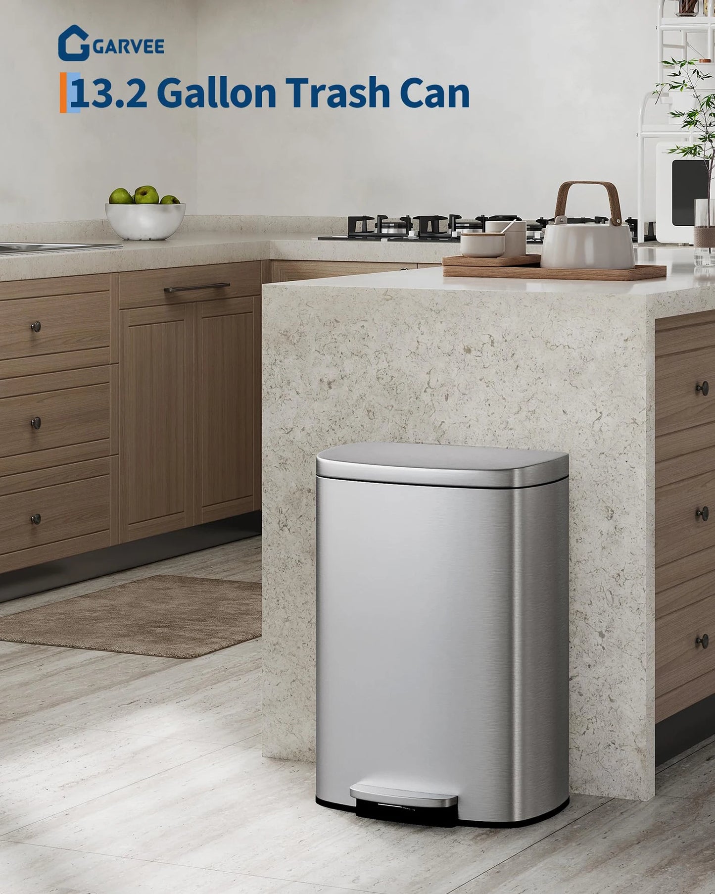 TWISTER Step On Stainless Steel Kitchen Trash Can With Removable Inner Buckets
