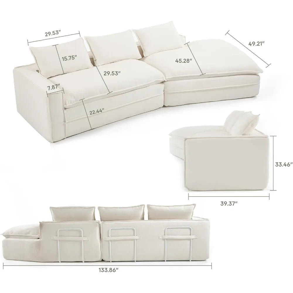 Cloud Soft Boneless Sectional Sofa For LuxuriousLivingroom Comfort Relaxation Beyond