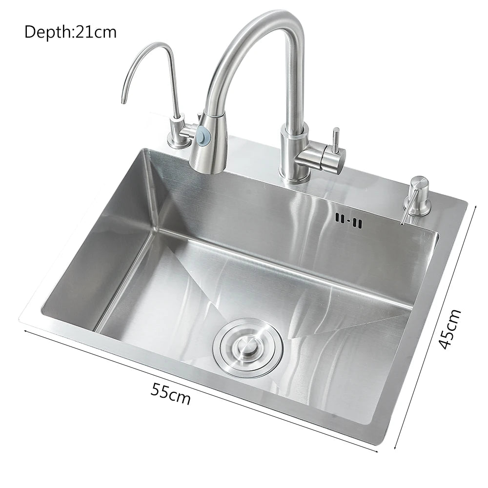 MYQualife Stainless Steel Kitchen Sink With Faucet And Soap Dispenser