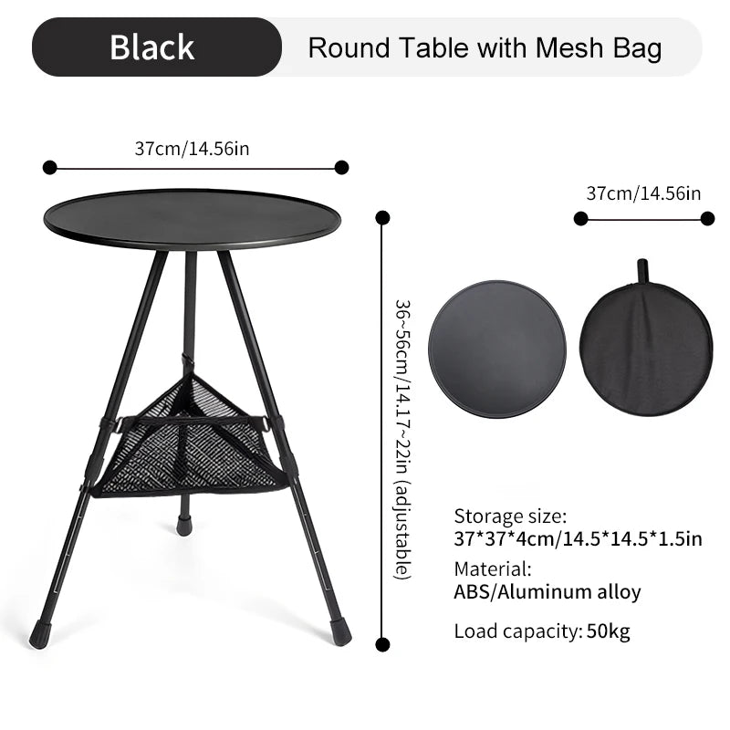 Outdoor Ultralight Folding Round Table Set With Mesh Bag