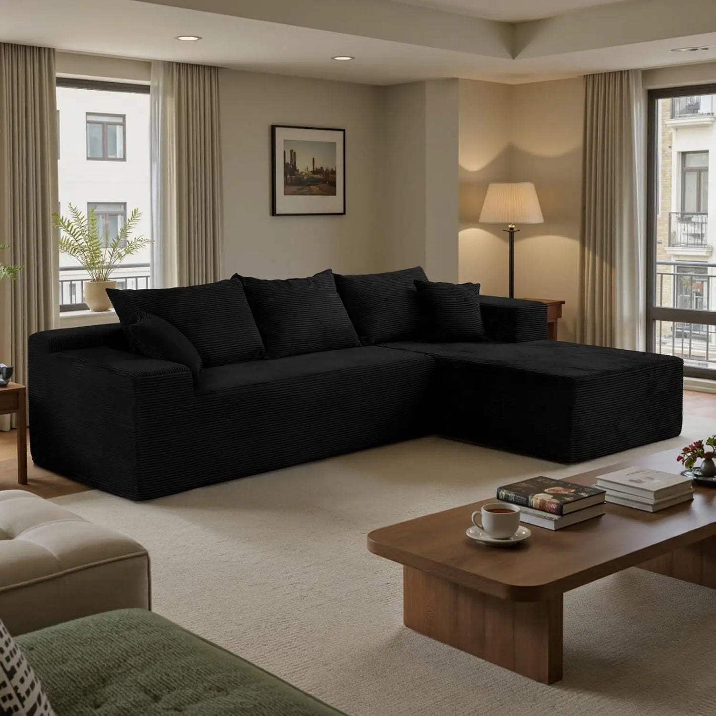 Modular Sectional Sofa With L Shape Chaise No Assembly