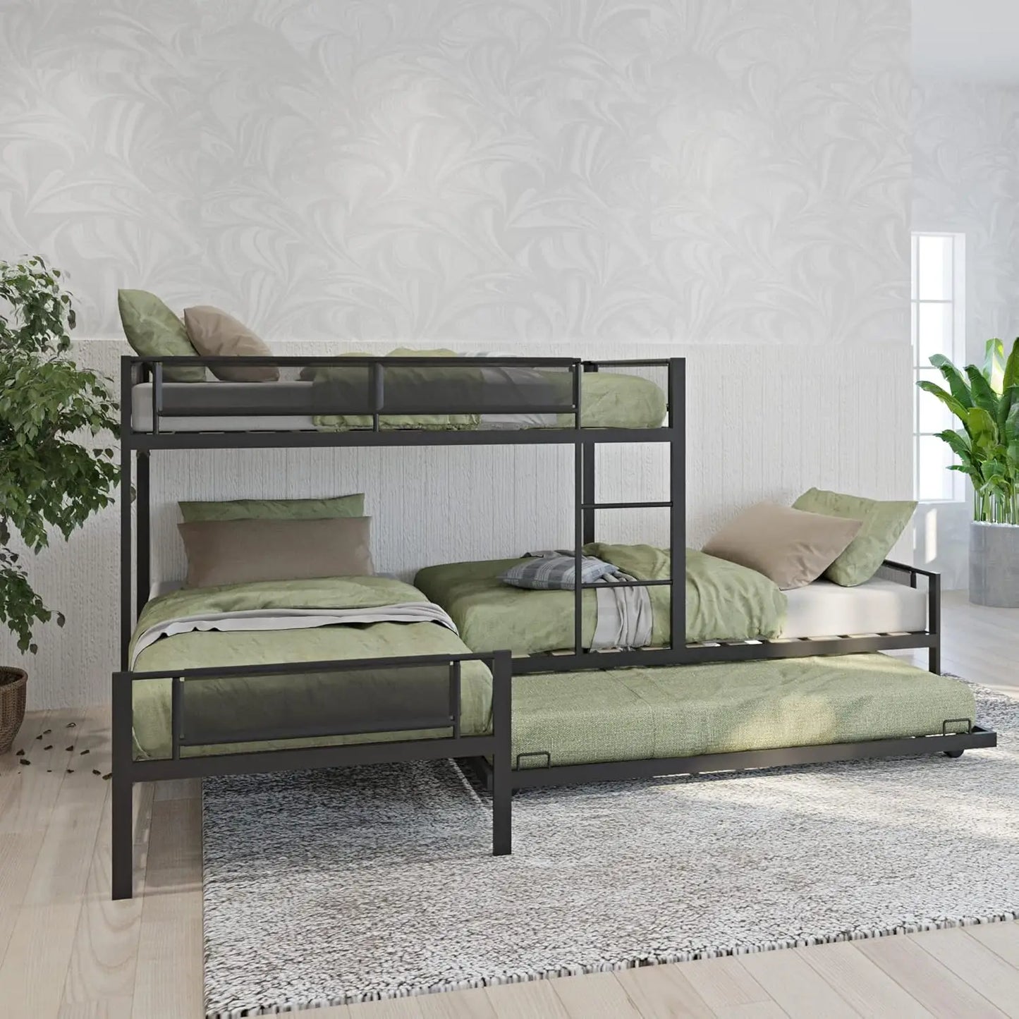 XIAOLANG Bunk Bed With Ladder Guardrail And Metal Slats Support