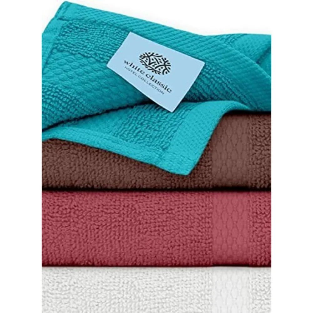Cotton Washcloths - 13x13 Hotel Face Towel - Multi Color 12/Pack