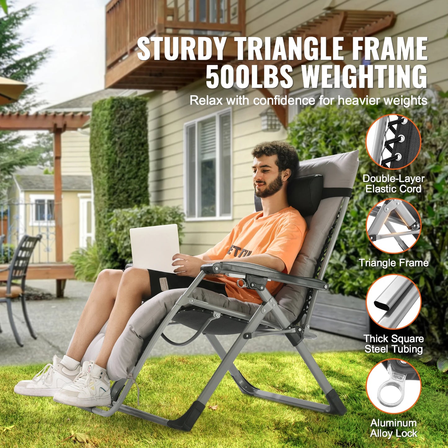 SucceBuy Zero Gravity Recliner Chair With Cushion Footrest And Cupholder