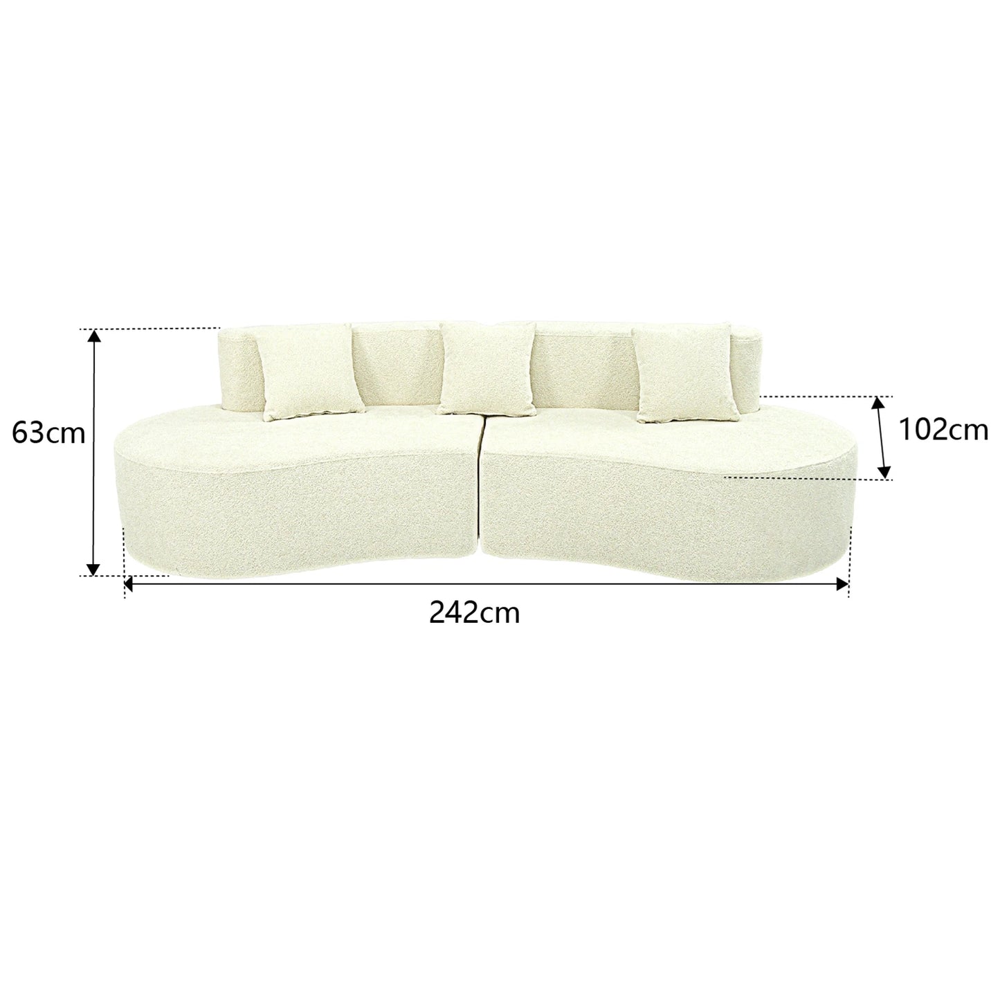 US Modern Curved 4 Seat Modular Sectional Sofa Living Room