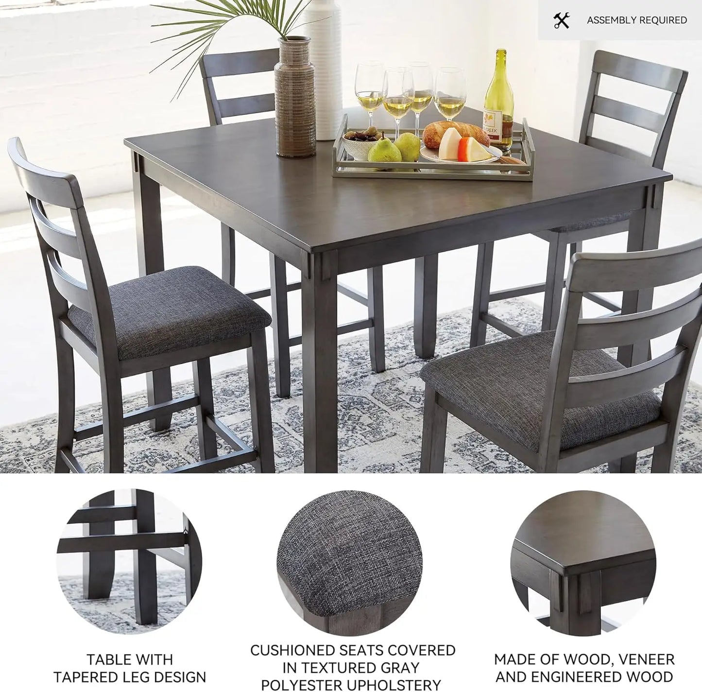 Wood Dining Set Table And Bar Stools For Compact Spaces