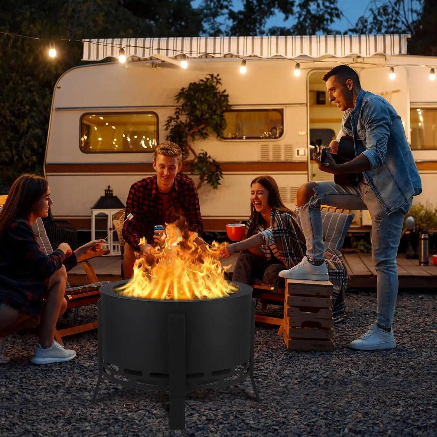 HiMISS Smokeless Outdoor Firepit With Folding Feet