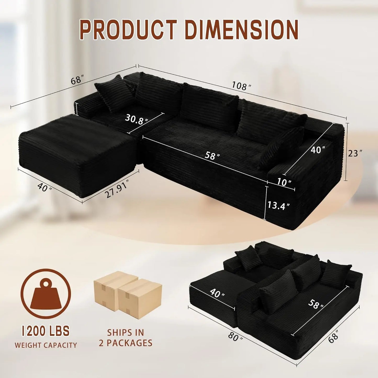 Modular Sectional Sofa With L Shaped Chaise