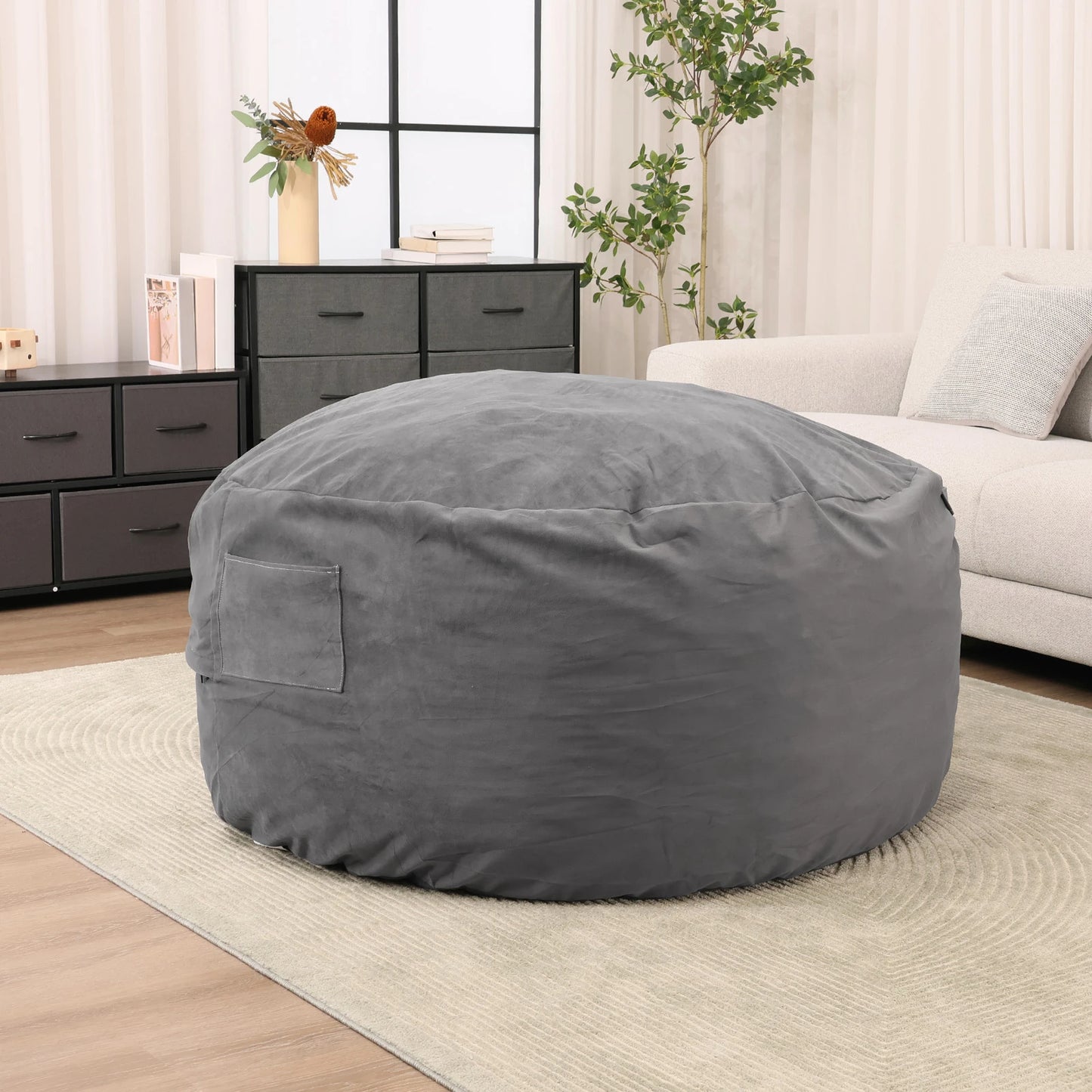 JHK Bean Bag Chair Foam Filled With Removable Cover For Gaming Reading And Home Theater