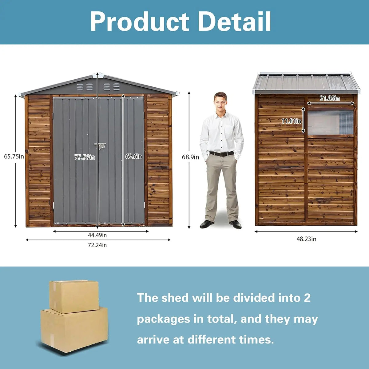 Weatherproof Cedar Wood Outdoor Storage Shed With Iron Roof