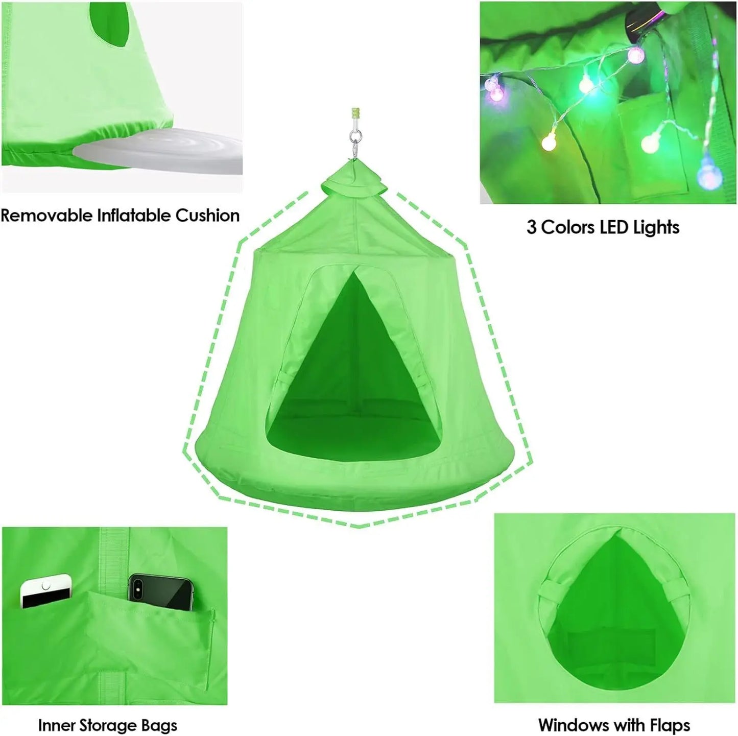 Hammock Chair Stand With Swing Chair LED Lights For Outdoors