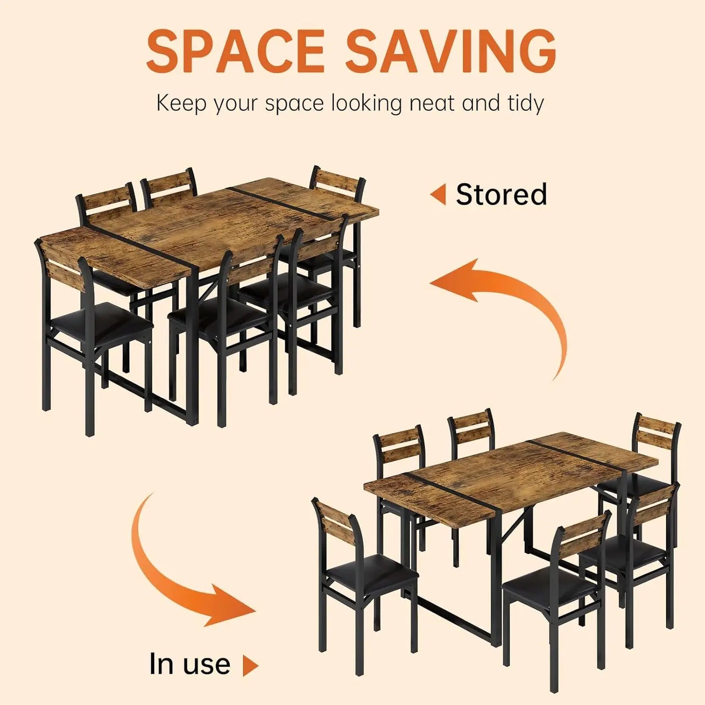 7-Piece Dining Table Set With 6 Chairs For Dining Room