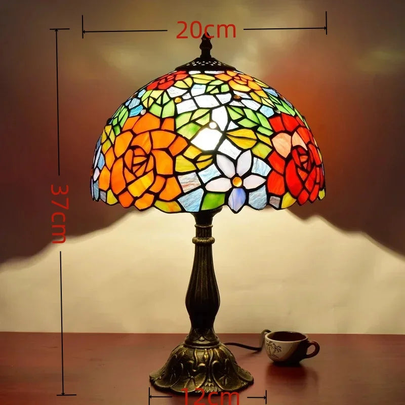 Jiankexing Retro Stained Glass Desk Lamp For Home Lighting