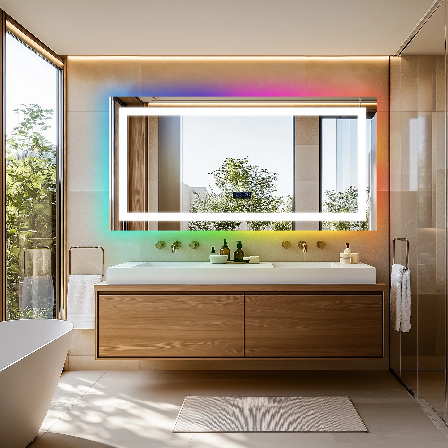 Wisfor LED Lighted Bathroom Mirror With Bluetooth Speaker Vanity RGB