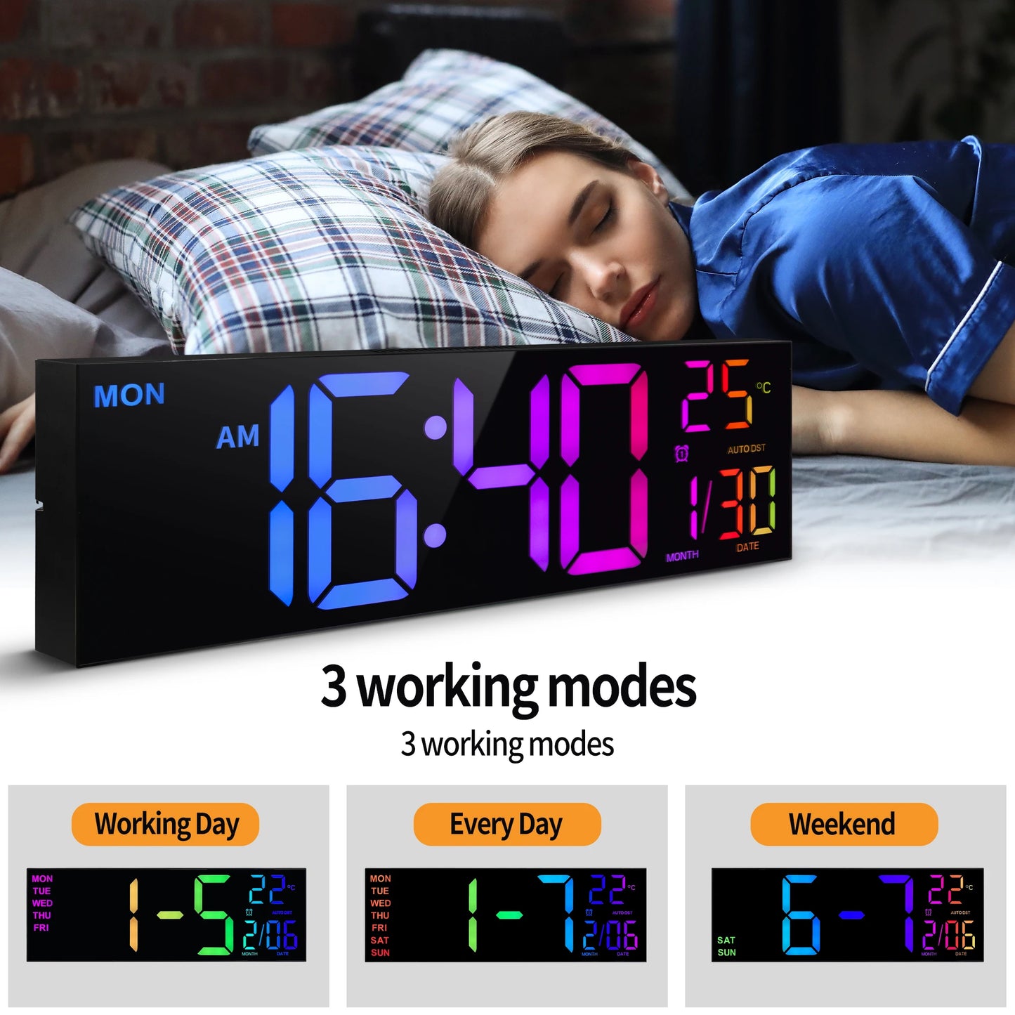 Hign-concerned Digital Wall Clock With Remote Alarm DST Temperature LED-Display-Analytics