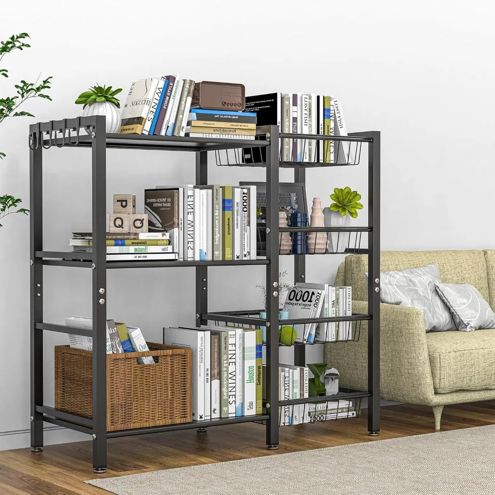 Storage Rack Kitchen Baker's Rack - Utility Microwave Oven Stand with Steel Mesh Baskets