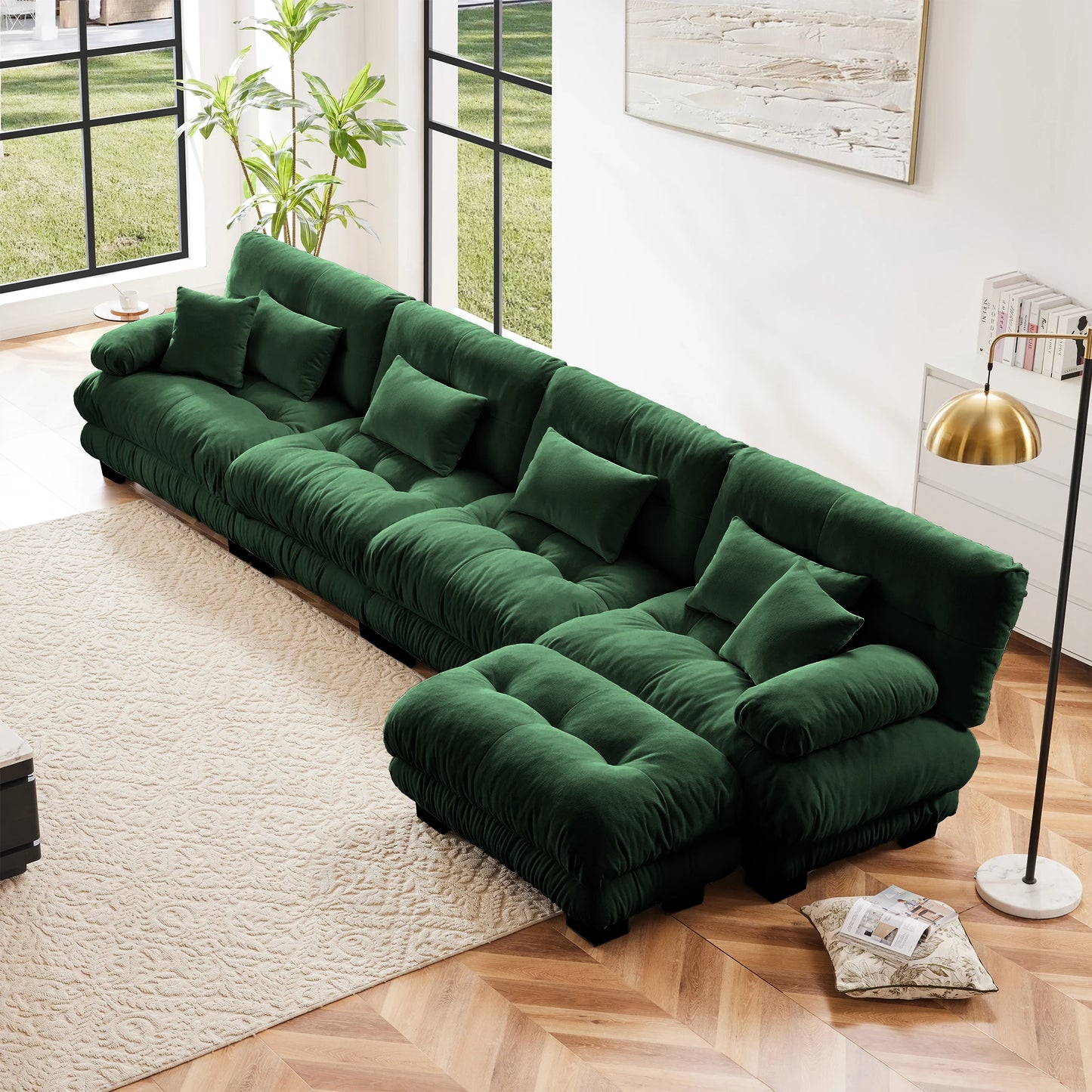 Modular Sectional Sofa Chenille With Ottomans Couch For Home Comfort