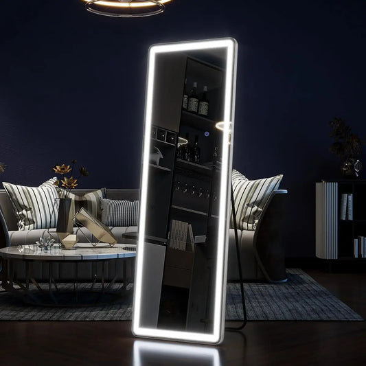 Koonmi Premium LED Contemporary Bedroom Mirror With Integrated Illumination Stand
