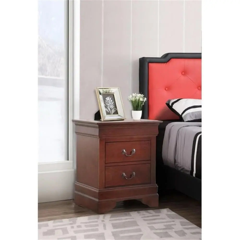 2-Drawer Wooden Nightstand Bedside Table For Bedroom