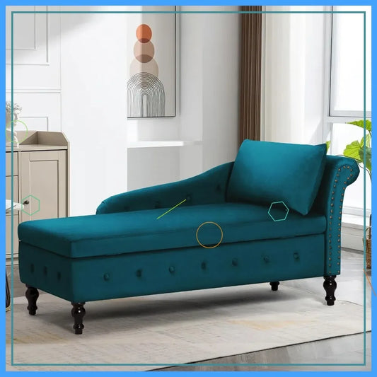 Modern Velvet Chaise Lounge With Hidden Storage Sofa Bed