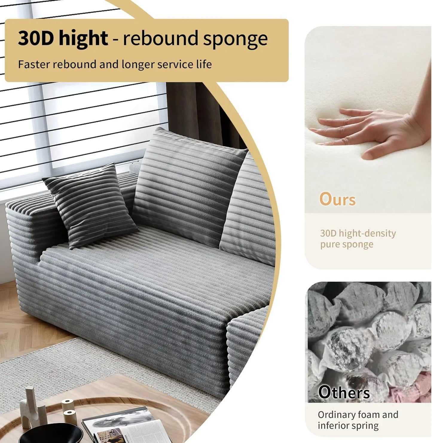 YQXHCN Cloud Module Sofa Set Corduroy Modular Couch