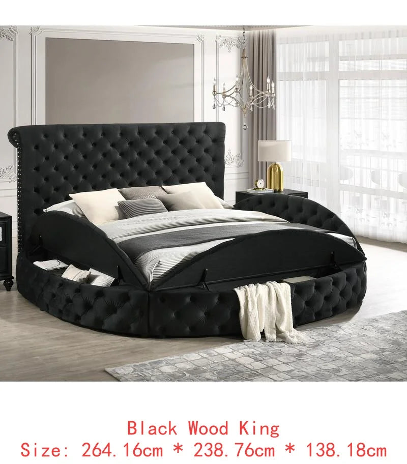 Luxurious Tufted Headboard Bed With Storage Footboard