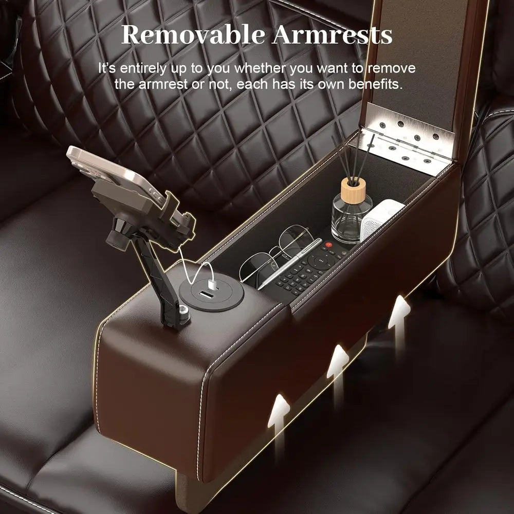 LISM Manual Reclining Sofa With Hidden Storage Center Seat