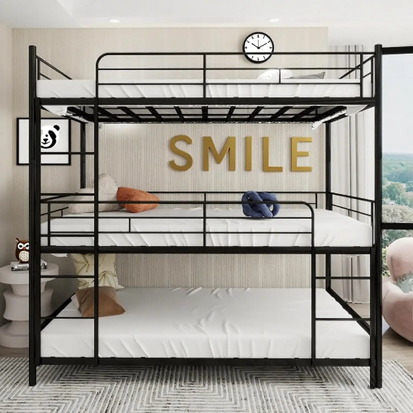 XIAOLANG Bunk Bed With Ladder Guardrail And Metal Slats Support