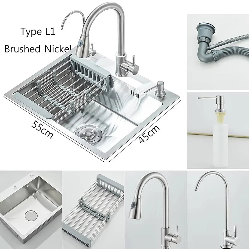 MYQualife Stainless Steel Kitchen Sink With Faucet And Soap Dispenser