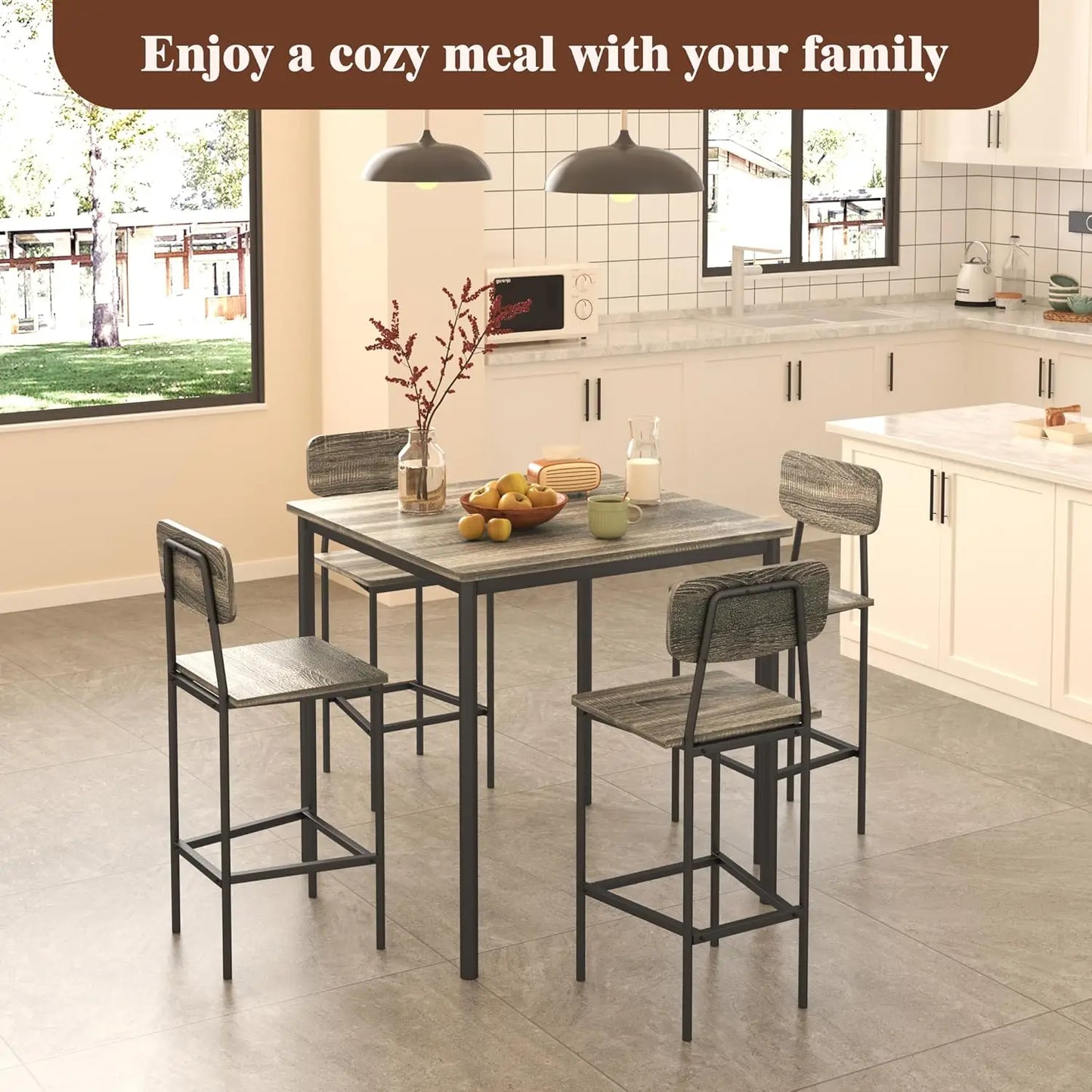 Five Piece Dining Table And Chairs Set Space Saving Dinette