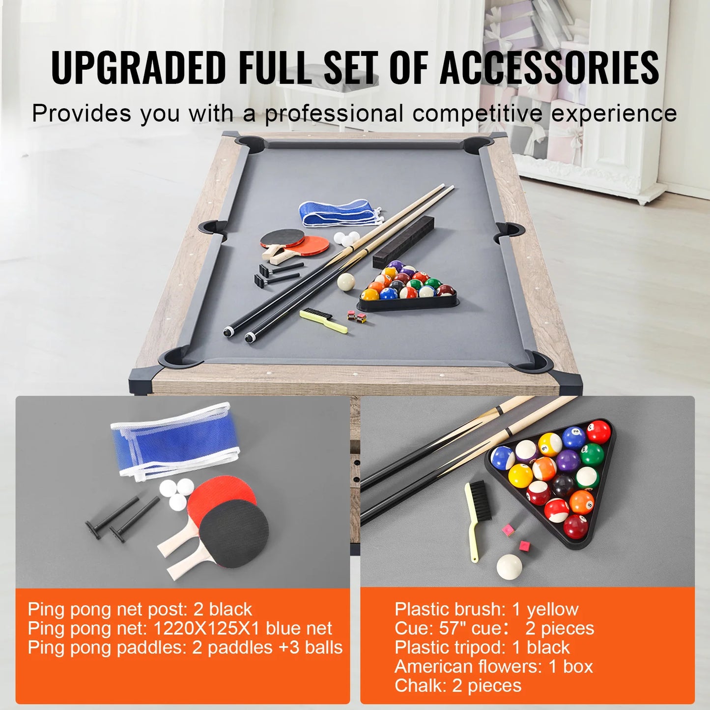 Three In One Billiards Table Multi Game Set Pool Tennis