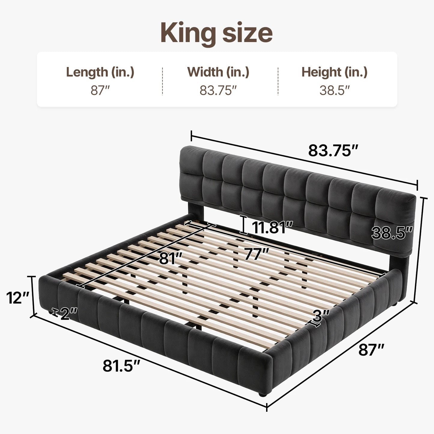 QWC Modern Cloud Platform Bed With Headboard And Footboard