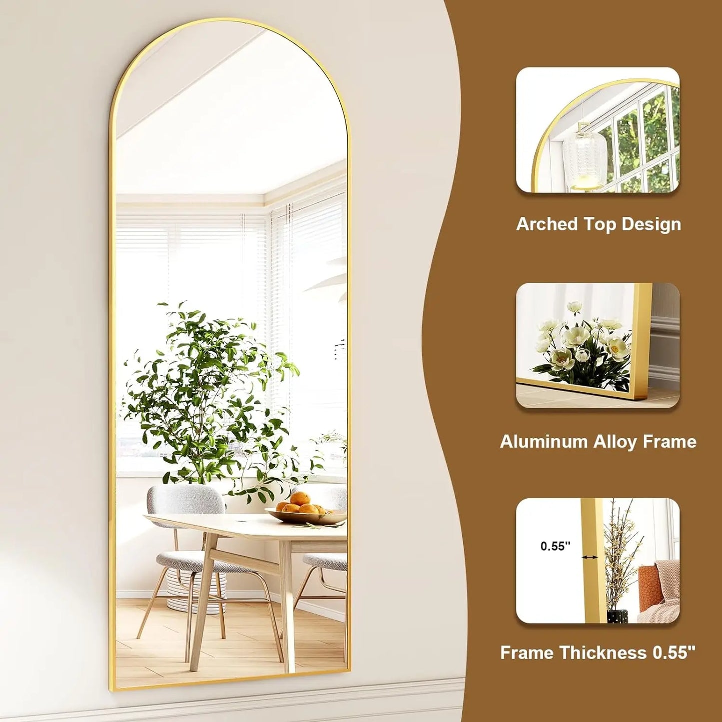 HARRITPURE Arched Mirror Free Standing And Wall Mounted
