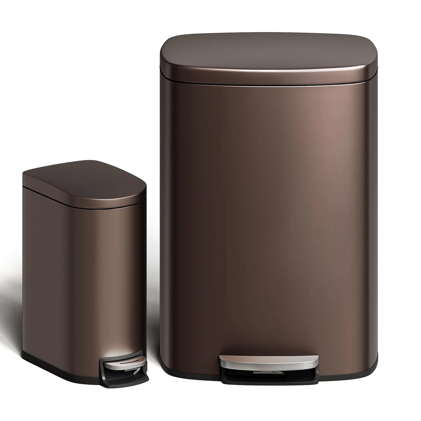 TWISTER Step On Stainless Steel Kitchen Trash Can With Removable Inner Buckets