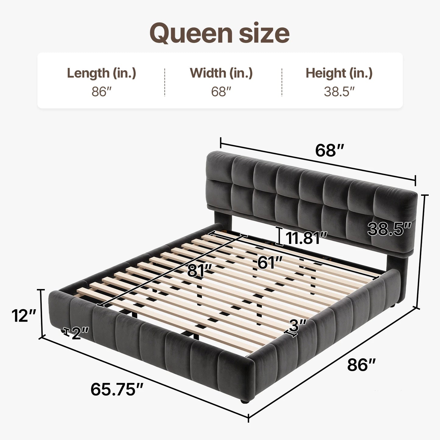 QWC Modern Cloud Platform Bed With Headboard And Footboard
