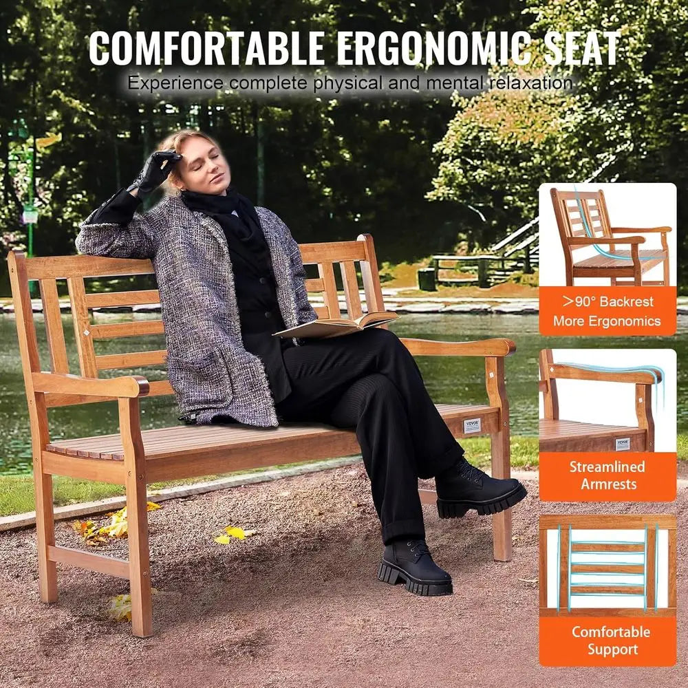 DAFIFY Two Person Garden Bench With Backrest And Armrests